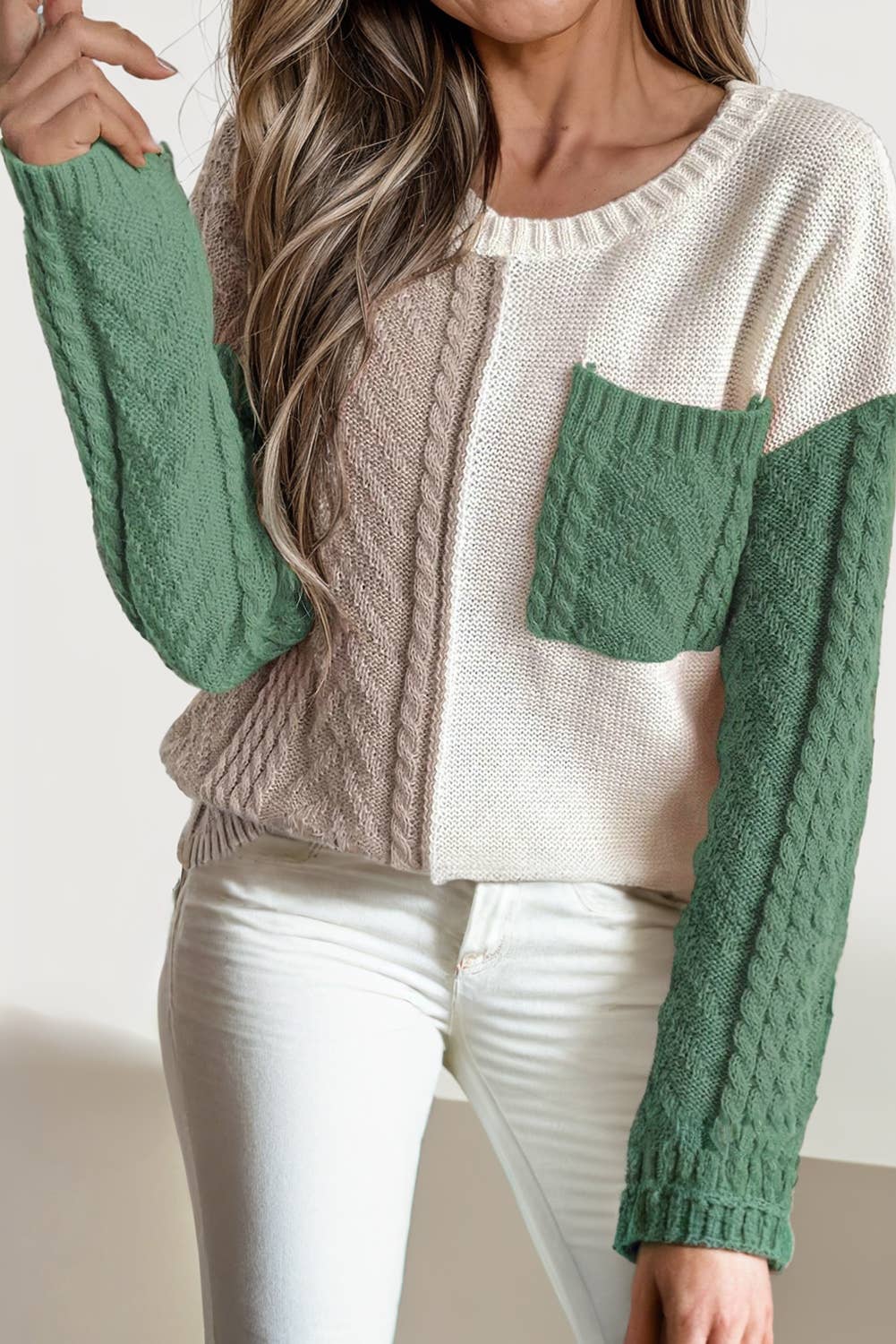 Colorblock Detail Pocket Sweater
