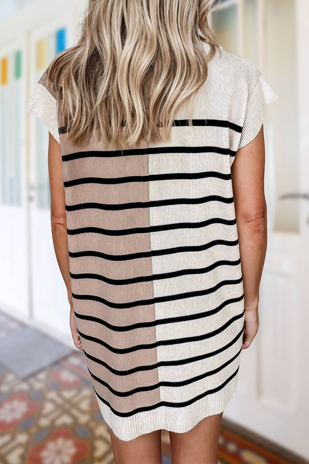 Zip Collar Mini Sweater Dress