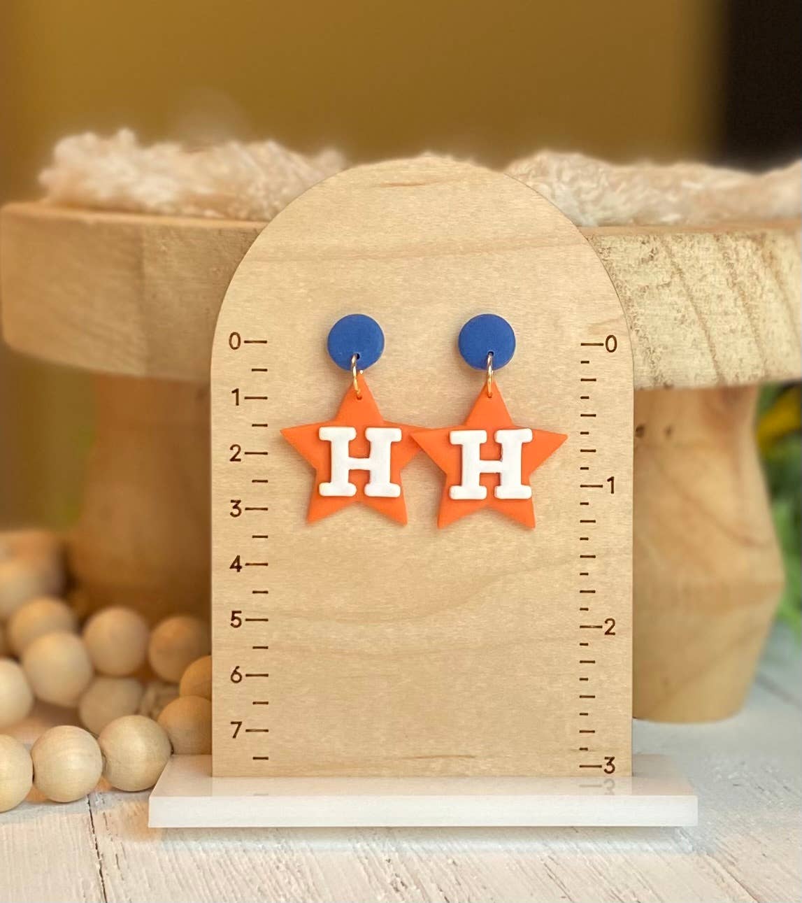 H Star Dangle Clay Earrings