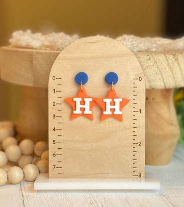 H Star Dangle Clay Earrings