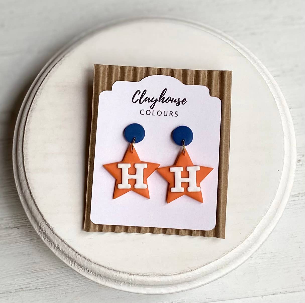 H Star Dangle Clay Earrings