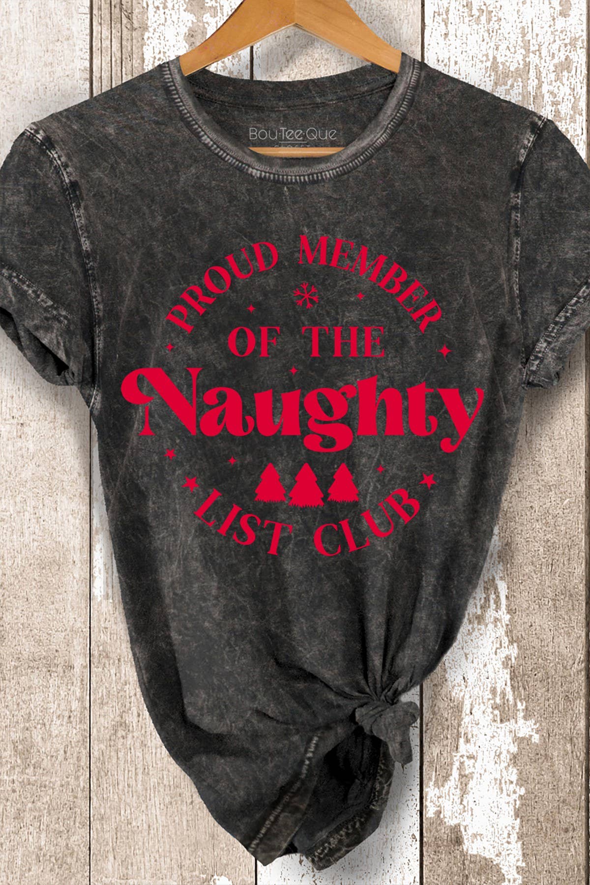 NAUGHTY Christmas - Mineral Wash Graphic Top