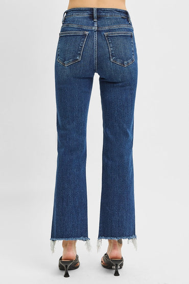 Cropped Raw Cut Hem Straight Jean