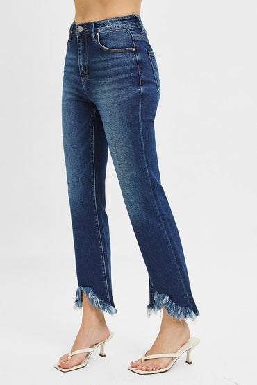 Cropped Fray Hem Jeans