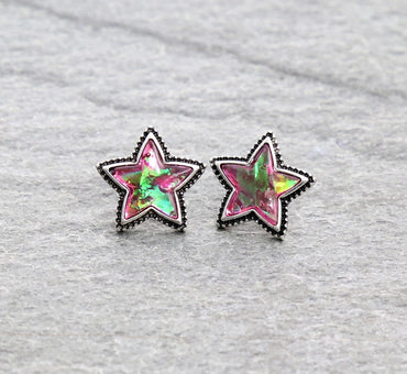 Western Opal Stone Star Stud Earrings