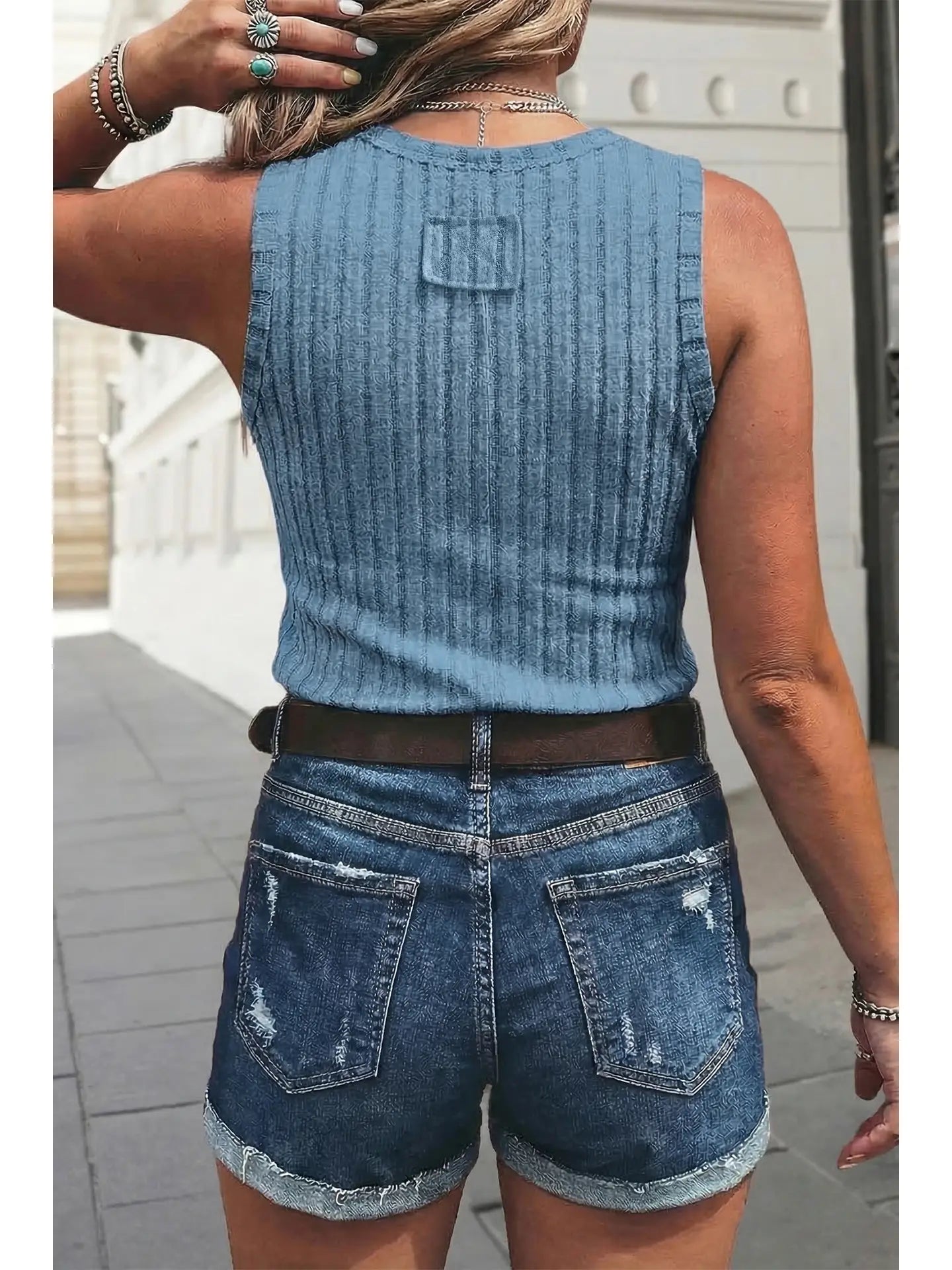 Western Mineral Wash Slim Fit Ribbed Tank Top