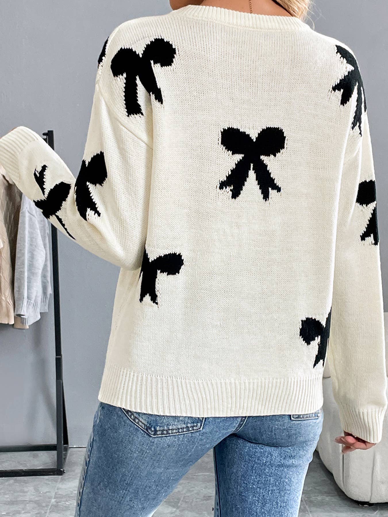 Bow Jacquard Sweater