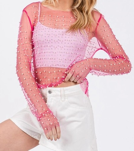 Pearl Studded Sheer See Through Top