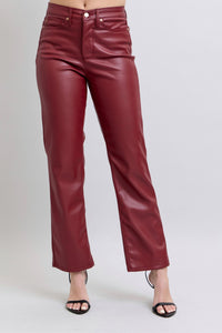 Faux Leather Straight Jean