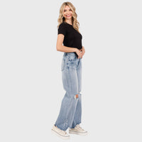 DISTRESSED HIGH RISE COMFORT VINTAGE FLARE JEANS