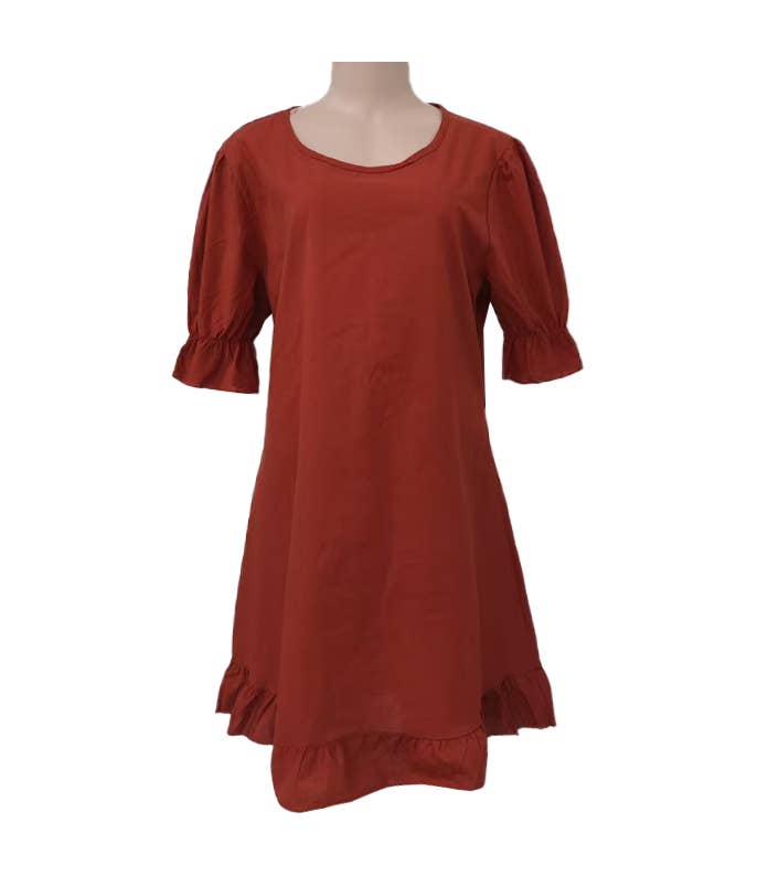Vintage Mid-Sleeved Crewneck Loose Hem Dress