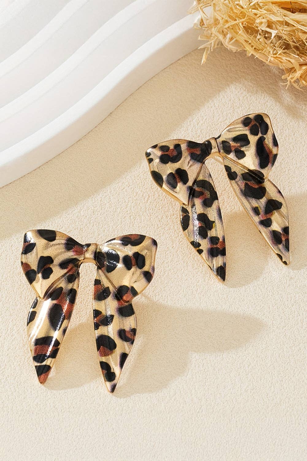 Western Leopard Bow Statement Earrings