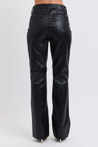 HW Tummy Control Faux Feather Leather Bootcut Jean