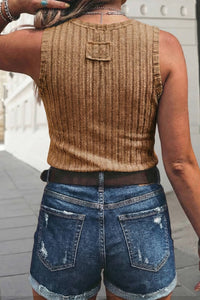Western Mineral Wash Slim Fit Ribbed Tank Top
