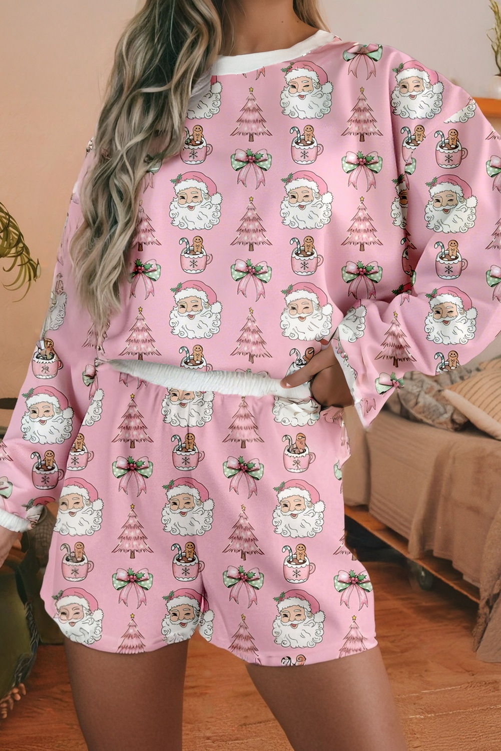 Christmas Fashion Print 2pcs Lounge Short Set