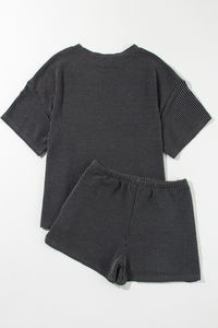 Western Sequin Heifer Patch Corded Pajamas Set