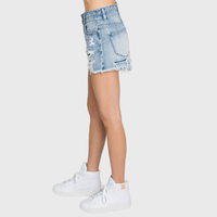 SUPER HIGH RISE RIGID PATCHED MOM SHORTS