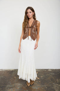 Horseshoe Embroidery Front Tie Vest