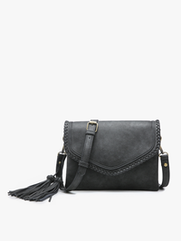 Sloane Flapover Crossbody w/ Whipstitch and Tassel | M1802A