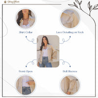 Intricate Crochet Lace Bell Sleeve Western Jacket Shrug