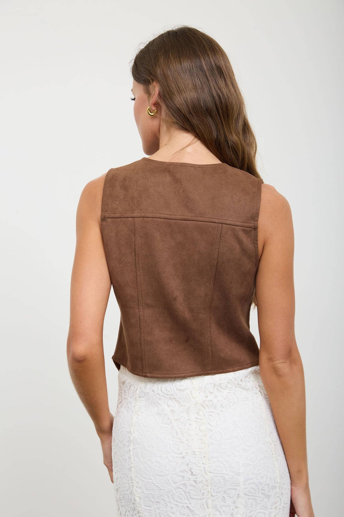Horseshoe Embroidery Front Tie Vest