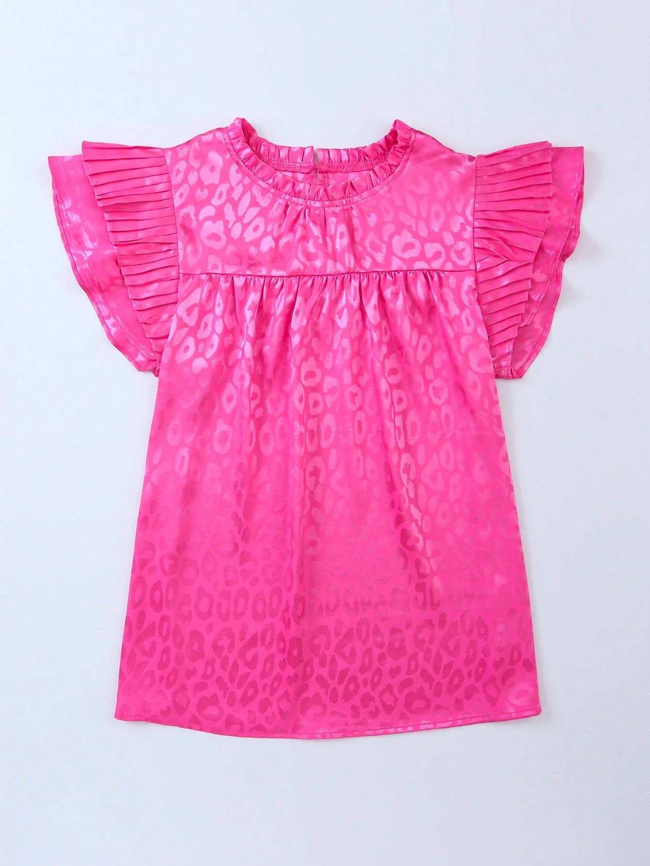 Satin Leopard top ruffle t-shirt