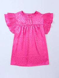 Satin Leopard top ruffle t-shirt