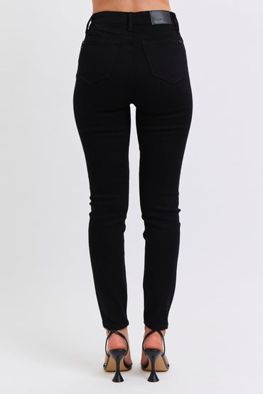 Faux Leather & Denim Skinny Jeans