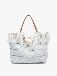Madison Handwoven Fringe Tote – Woven Cotton Bag | M2091
