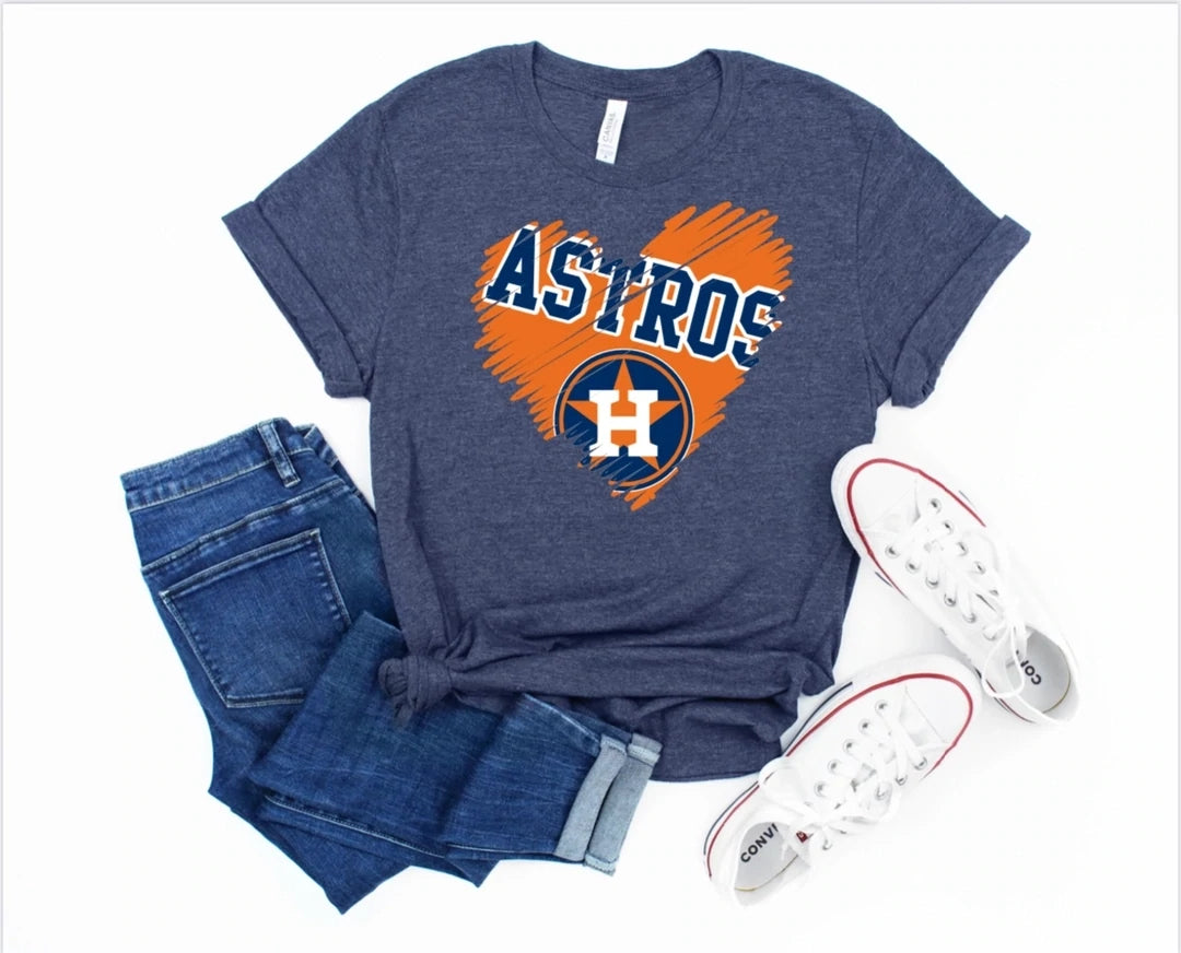 Astros Striped Heart Tee