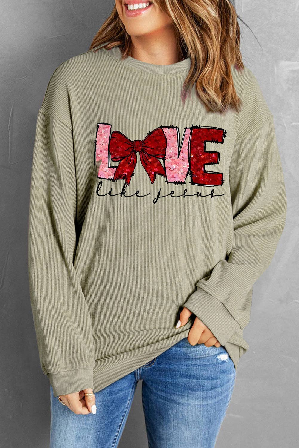 LOVE Like Jesus Crew Neck Knit Sweatshirt