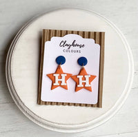 H Star Dangle Clay Earrings