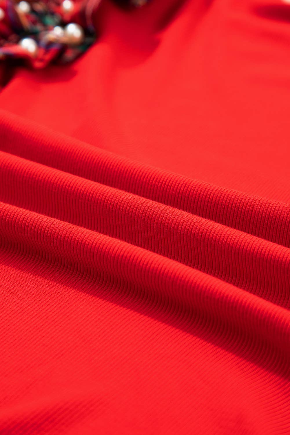 Plaid Pearl Ruffle Short Sleeve Blouse