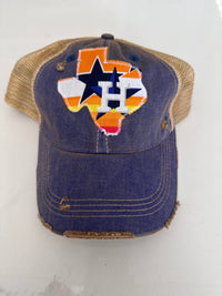 Throwback Houston Texas Dirty Trucker Hat