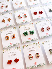 Christmas Studs - Classic Red Holiday Bow Stud Earrings
