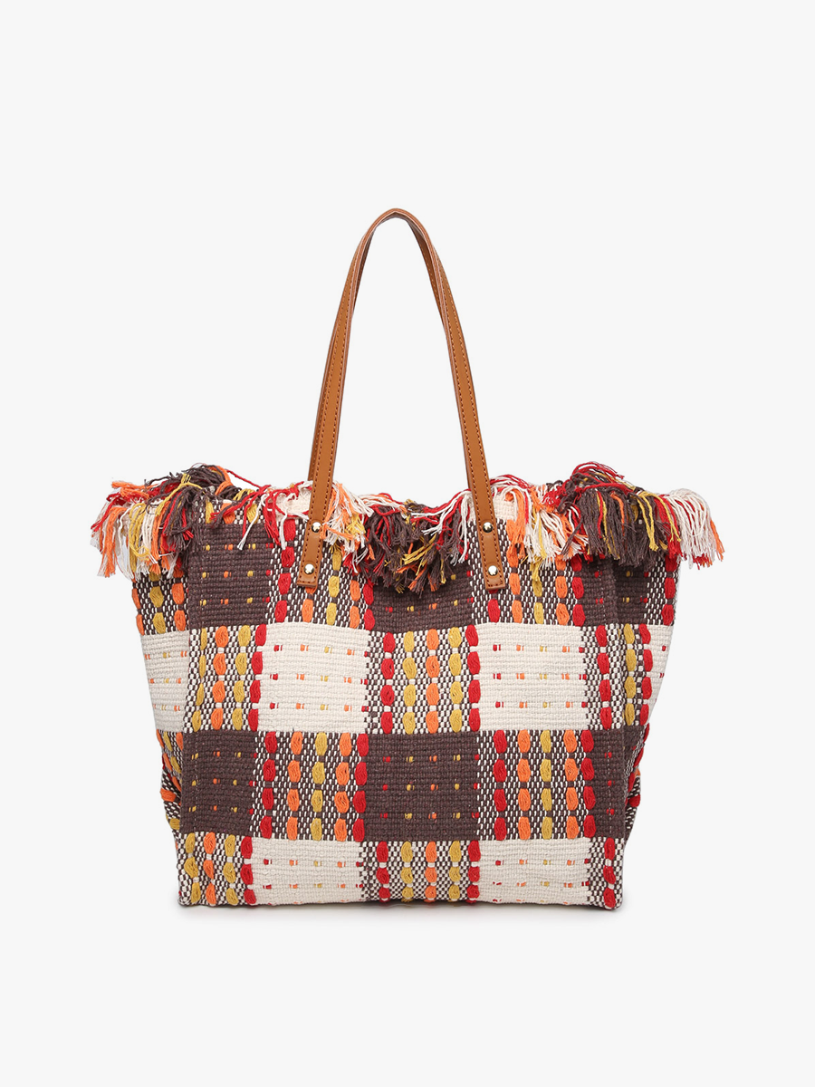 Madison Handwoven Fringe Tote – Woven Cotton Bag | M2091
