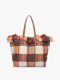 Madison Handwoven Fringe Tote – Woven Cotton Bag | M2091