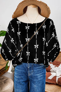 Bow Print Puff Short Sleeve Top