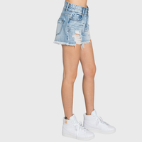 SUPER HIGH RISE RIGID PATCHED MOM SHORTS
