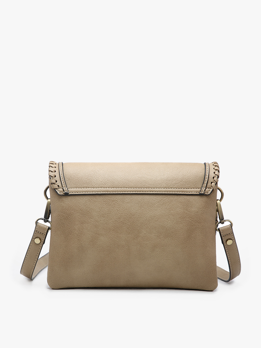 Sloane Flapover Crossbody w/ Whipstitch and Tassel | M1802A
