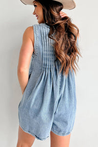 Front Tie V-Neck Denim Romper