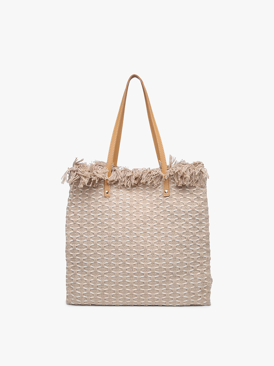 Madison Handwoven Fringe Tote – Woven Cotton Bag | M2091