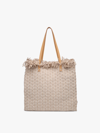 Madison Handwoven Fringe Tote – Woven Cotton Bag | M2091