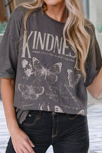 Kindness Butterflies Graphic Mineral Wash Loose Tee