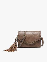 Sloane Flapover Crossbody w/ Whipstitch and Tassel | M1802A