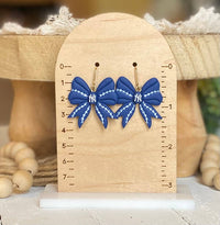 "A" Baseball Bow Earrings  