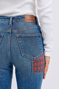 Plaid Patch Slim Jean