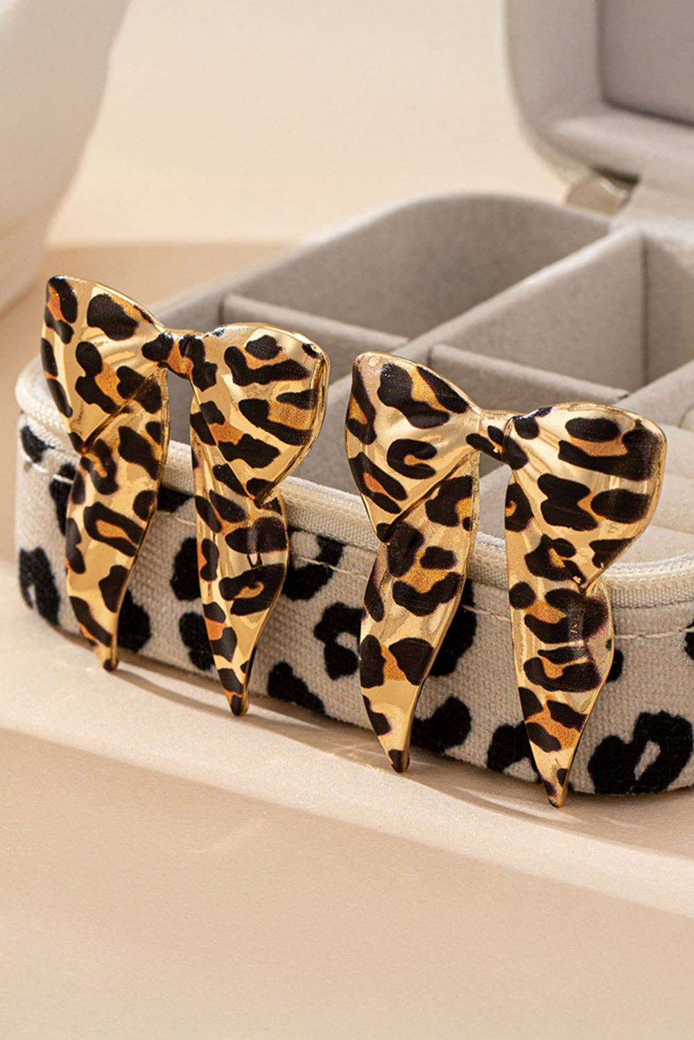 Western Leopard Bow Statement Earrings