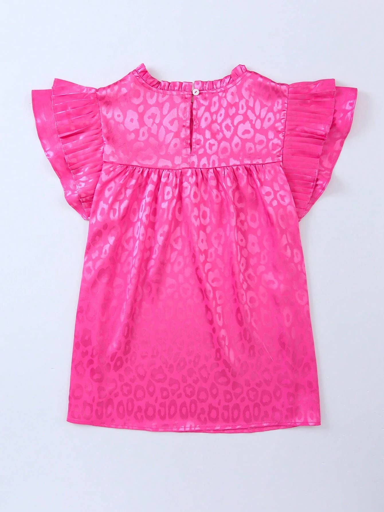 Satin Leopard top ruffle t-shirt