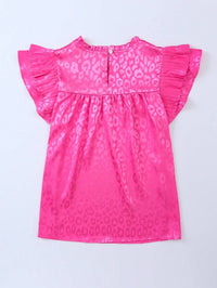 Satin Leopard top ruffle t-shirt